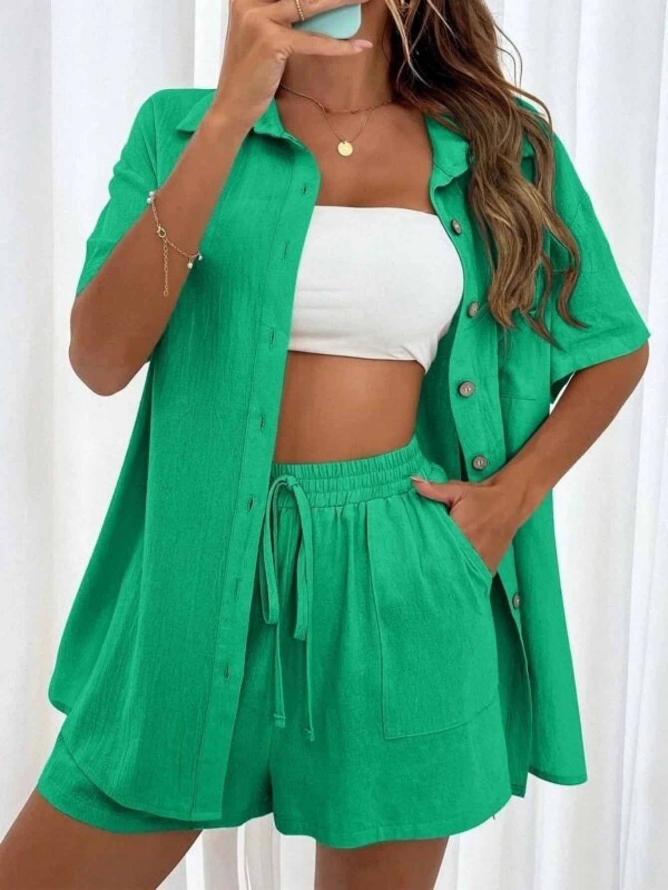 Cross-border Foreign Trade Women's Amazon AliExpress Hot-selling Distressed Cardigan Shorts Fashionable Elegant Casual Women's Set