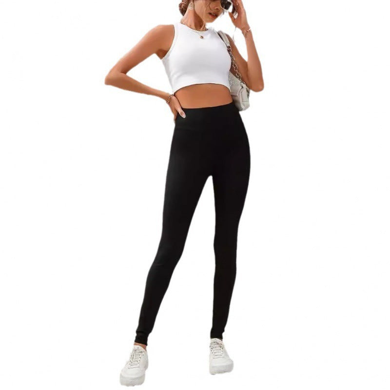 Contrast-color Patchwork Running Tummy-control Base Leggings