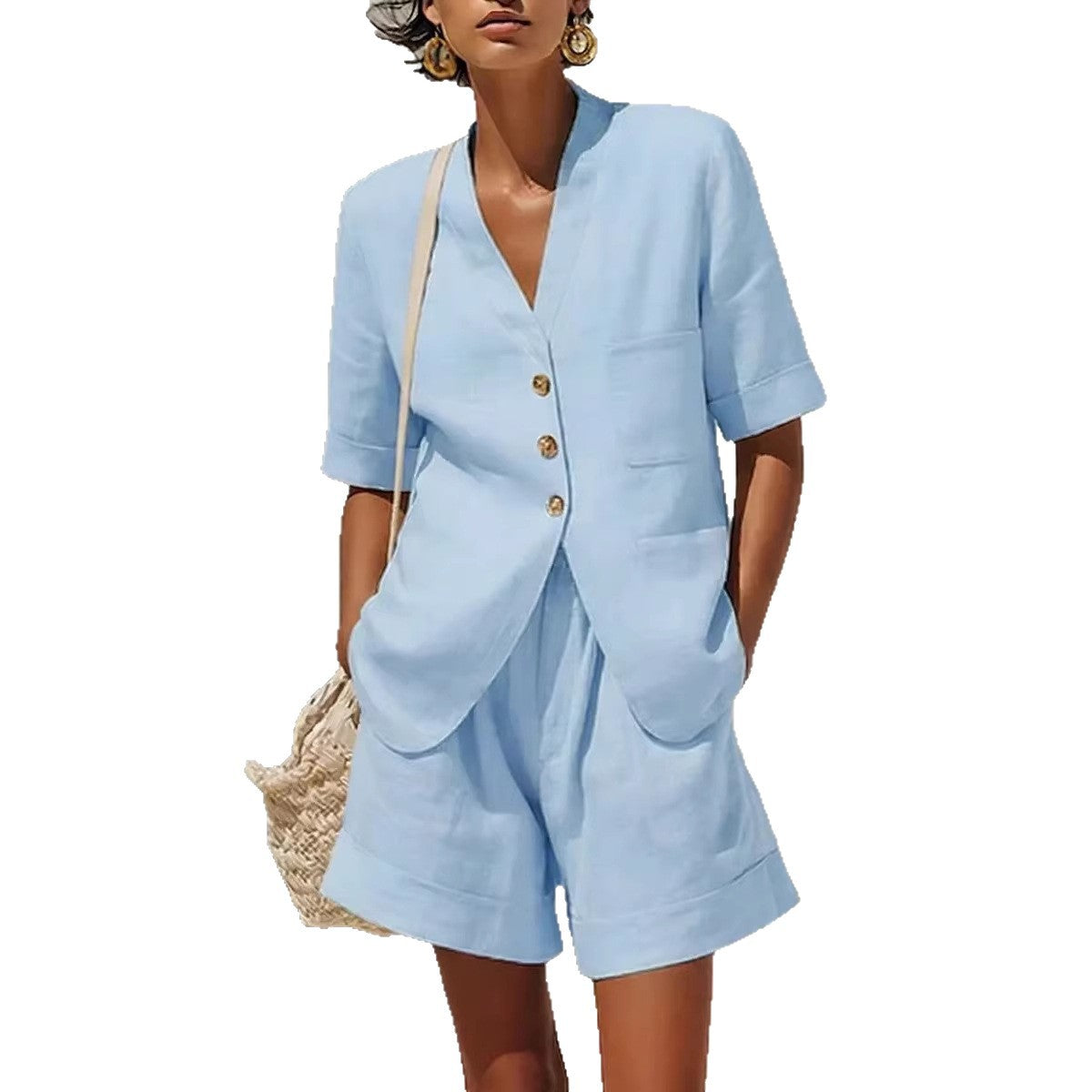 Loose-fitting Cotton And Linen Two-piece Set