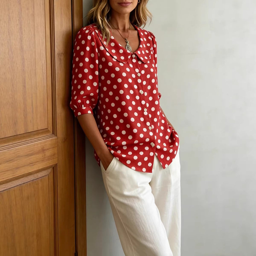 Retro Polka Dot Pattern Womens Shirt
