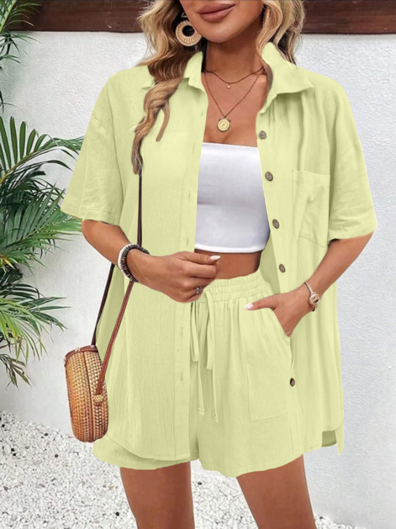 Cross-border Foreign Trade Women's Amazon AliExpress Hot-selling Distressed Cardigan Shorts Fashionable Elegant Casual Women's Set