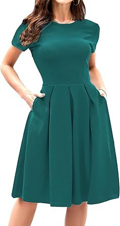 Vintage Half Sleeve Crew Neck Contrast Color Slip Dress