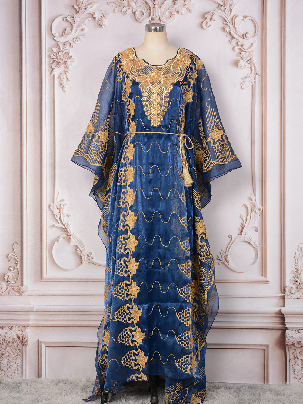 Long Robe And Long Skirt Embroidered Beaded Evening Gown Set Dress