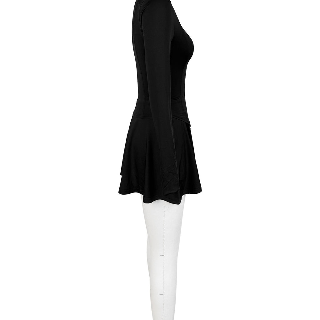 European And American Style Athletic Casual Tight-Fit Waist-Cinching Flared Skirt Two-Piece Set With Safety Shorts