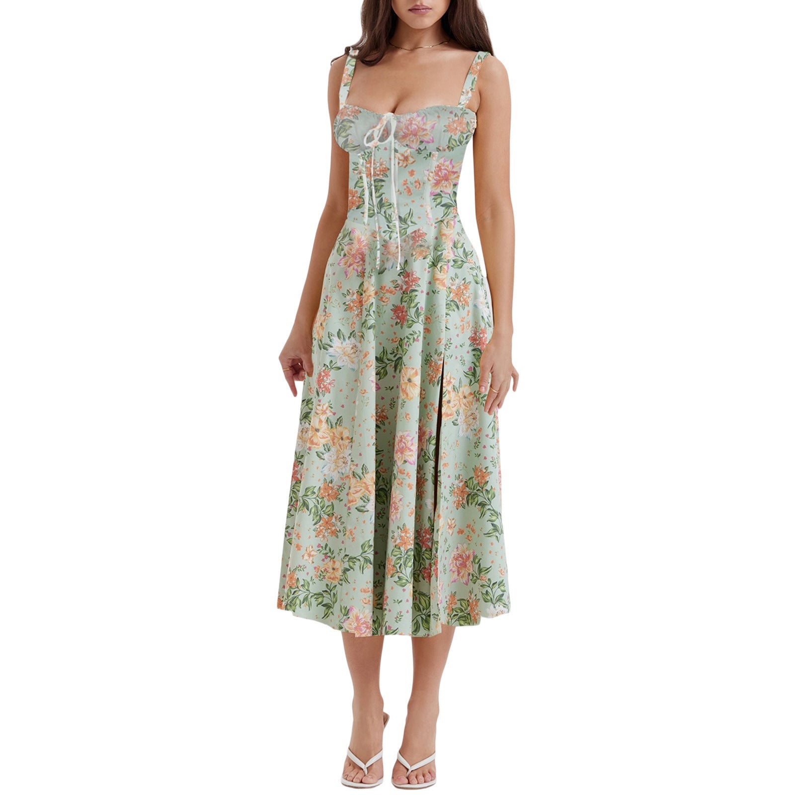 High-end Halter-style Spicy Girl Backless Dress With Floral Print