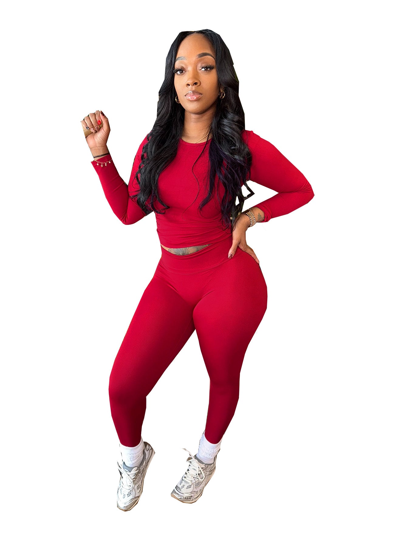 Slim-Fit Fashionable Commuter High-Stretch Two-Piece Sport Set