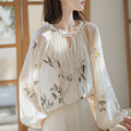 Loose-fitting Long-sleeve Floral Mini Shirt For Women