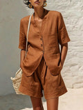 Loose-fitting Cotton And Linen Two-piece Set