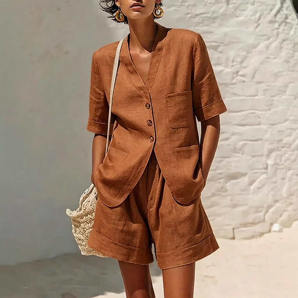 Loose-fitting Cotton And Linen Two-piece Set