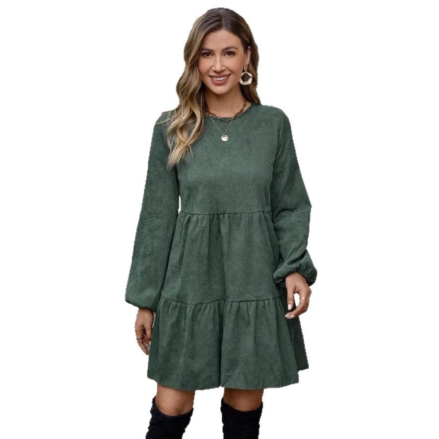 Women's Clothing Round-neck Long-sleeved Dress