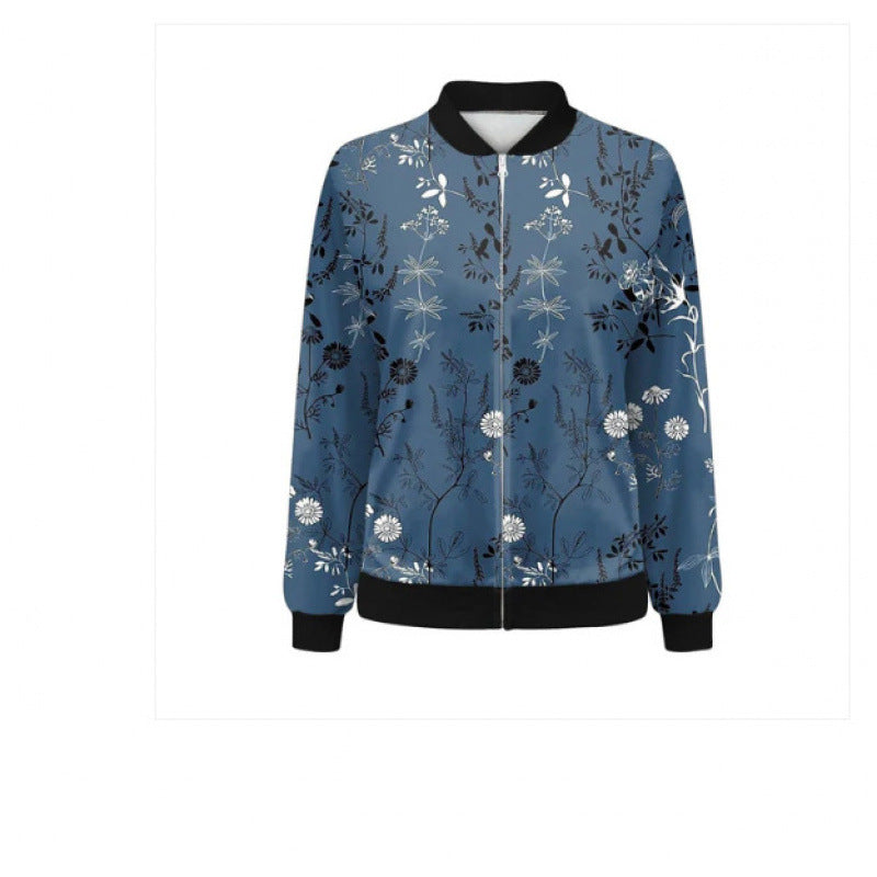 Women's Solid Color Cool Girl Baseball Jackets Round Neck Zipper Vintage Bomber Jacket Autumn Casual Female Bomber Jacket Chic Outerwear