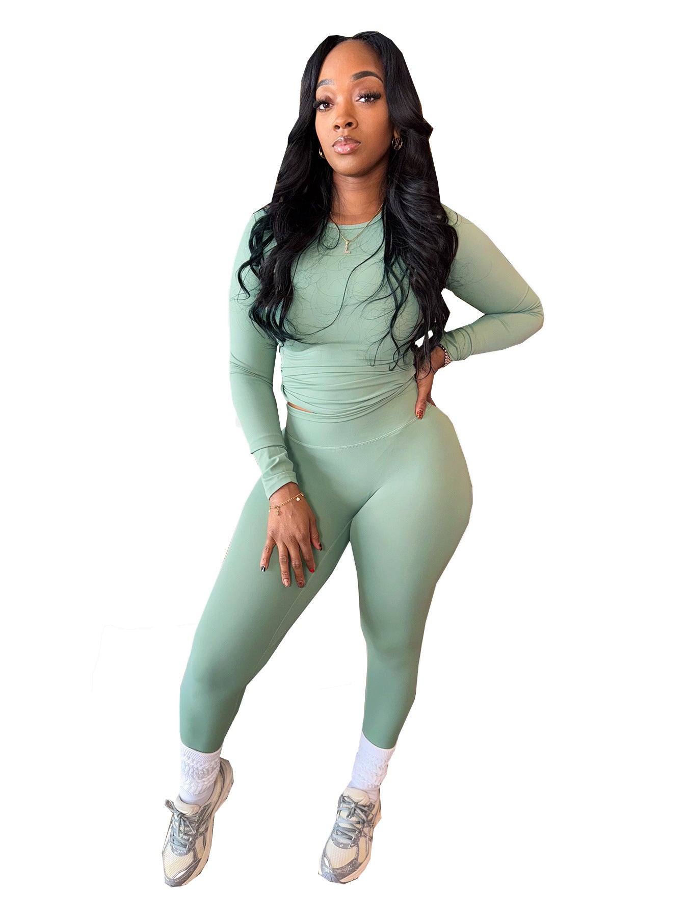 Slim-Fit Fashionable Commuter High-Stretch Two-Piece Sport Set