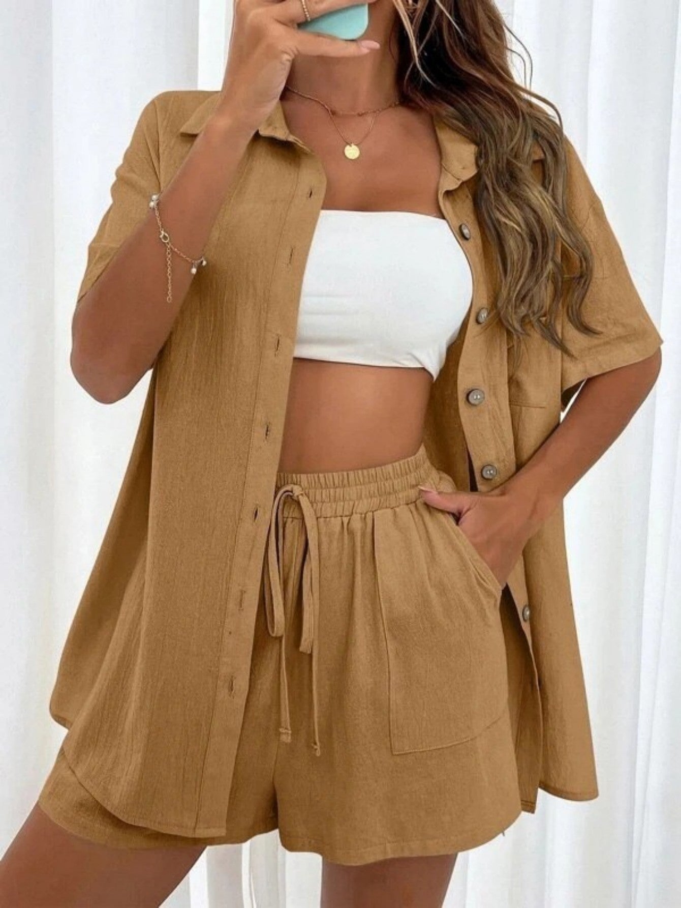Cross-border Foreign Trade Women's Amazon AliExpress Hot-selling Distressed Cardigan Shorts Fashionable Elegant Casual Women's Set