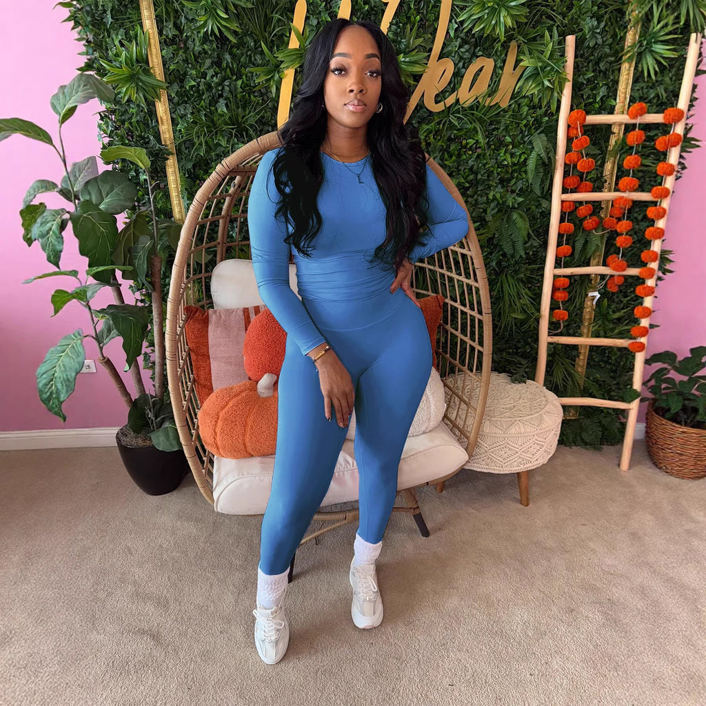 Slim-Fit Fashionable Commuter High-Stretch Two-Piece Sport Set