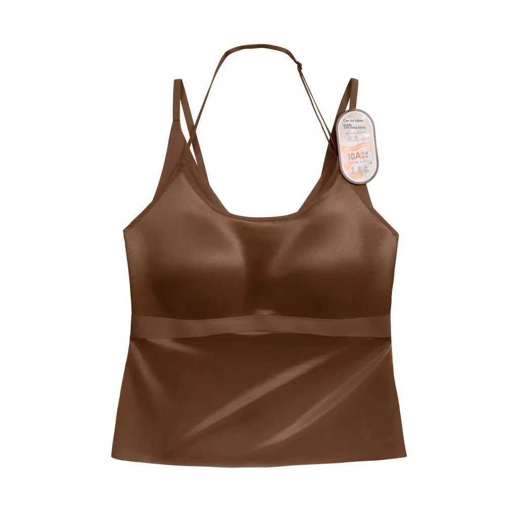 Neck Hanging Sports Vest For Women Satin Antibacterial Strapless With Built In Bra Padswear It As An Outer Layer