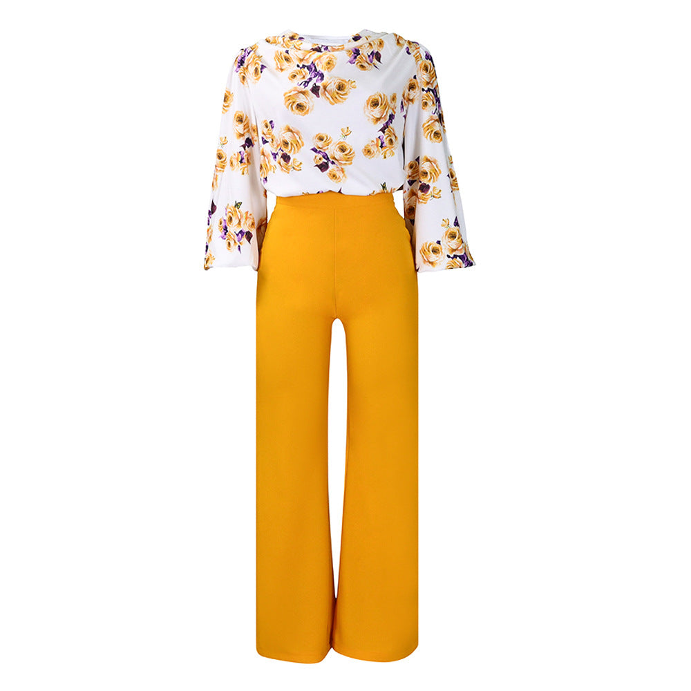 Women's Fashionable Printed Lace-Up Casual Set