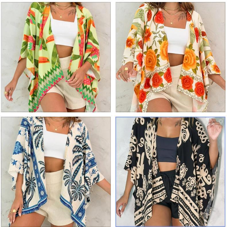 Loose-fitting Casual Womens Printed Cardigan Top